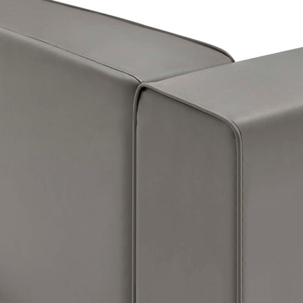 Mingle Vegan Leather Right-Arm Chair in Gray