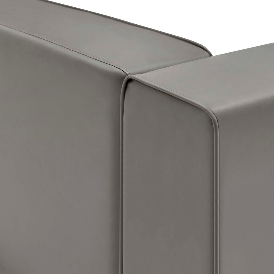 Pike Vegan Leather Right-Arm Chair in Gray
