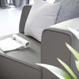 Pike Vegan Leather Right-Arm Chair in Gray