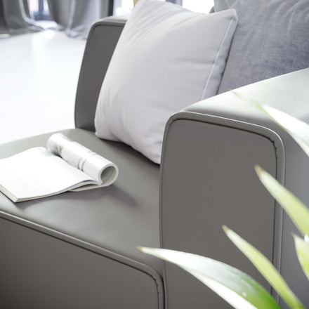 Mingle Vegan Leather Right-Arm Chair in Gray