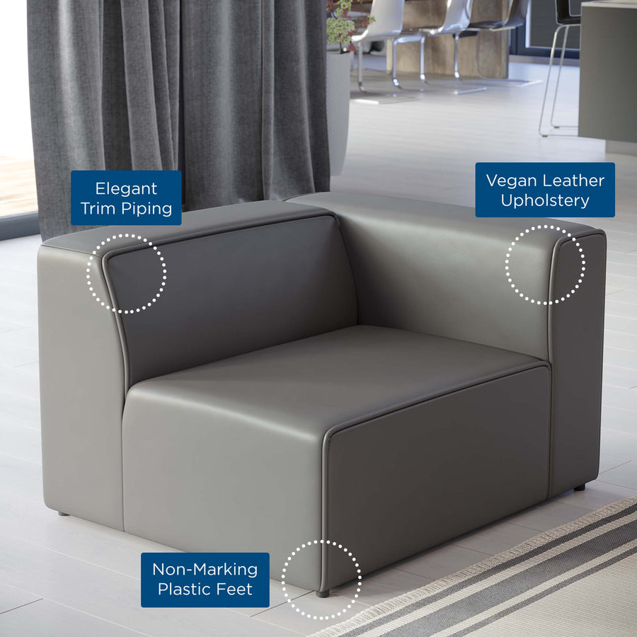 Pike Vegan Leather Right-Arm Chair in Gray