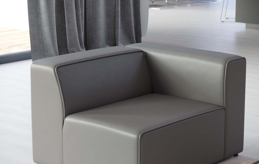 Pike Vegan Leather Right-Arm Chair in Gray