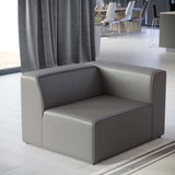 Pike Vegan Leather Right-Arm Chair in Gray