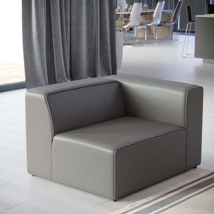 Mingle Vegan Leather Right-Arm Chair in Gray