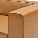 Pike Vegan Leather Right-Arm Chair in Tan