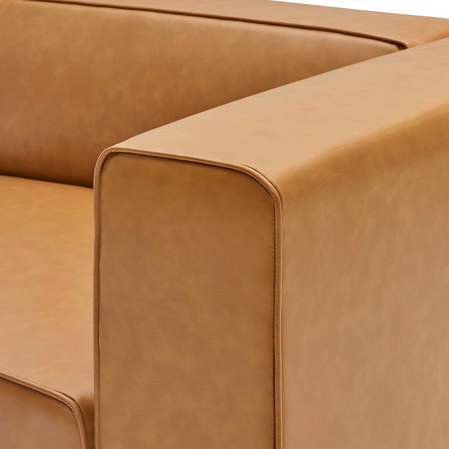 Pike Vegan Leather Right-Arm Chair in Tan