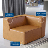 Pike Vegan Leather Right-Arm Chair in Tan