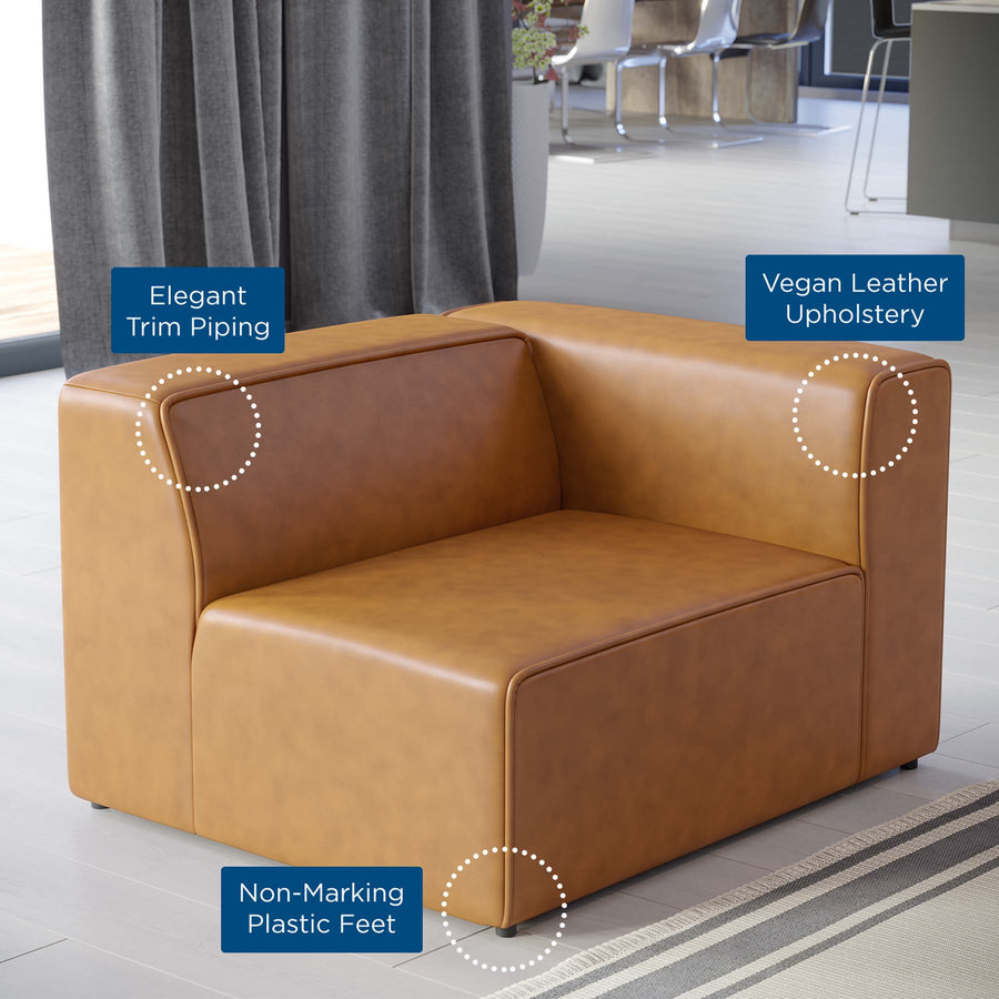 Pike Vegan Leather Right-Arm Chair in Tan