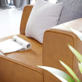 Pike Vegan Leather Right-Arm Chair in Tan