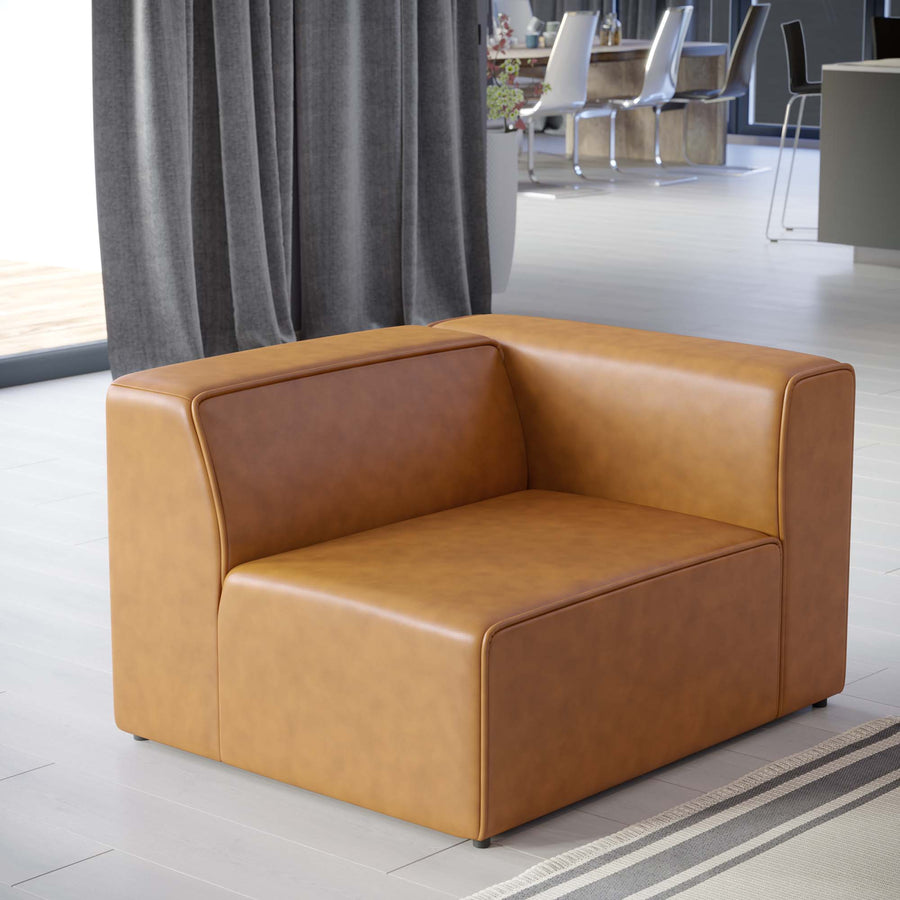 Pike Vegan Leather Right-Arm Chair in Tan
