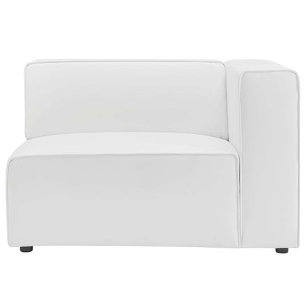 Mingle Vegan Leather Right-Arm Chair in White