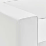 Pike Vegan Leather Right-Arm Chair in White