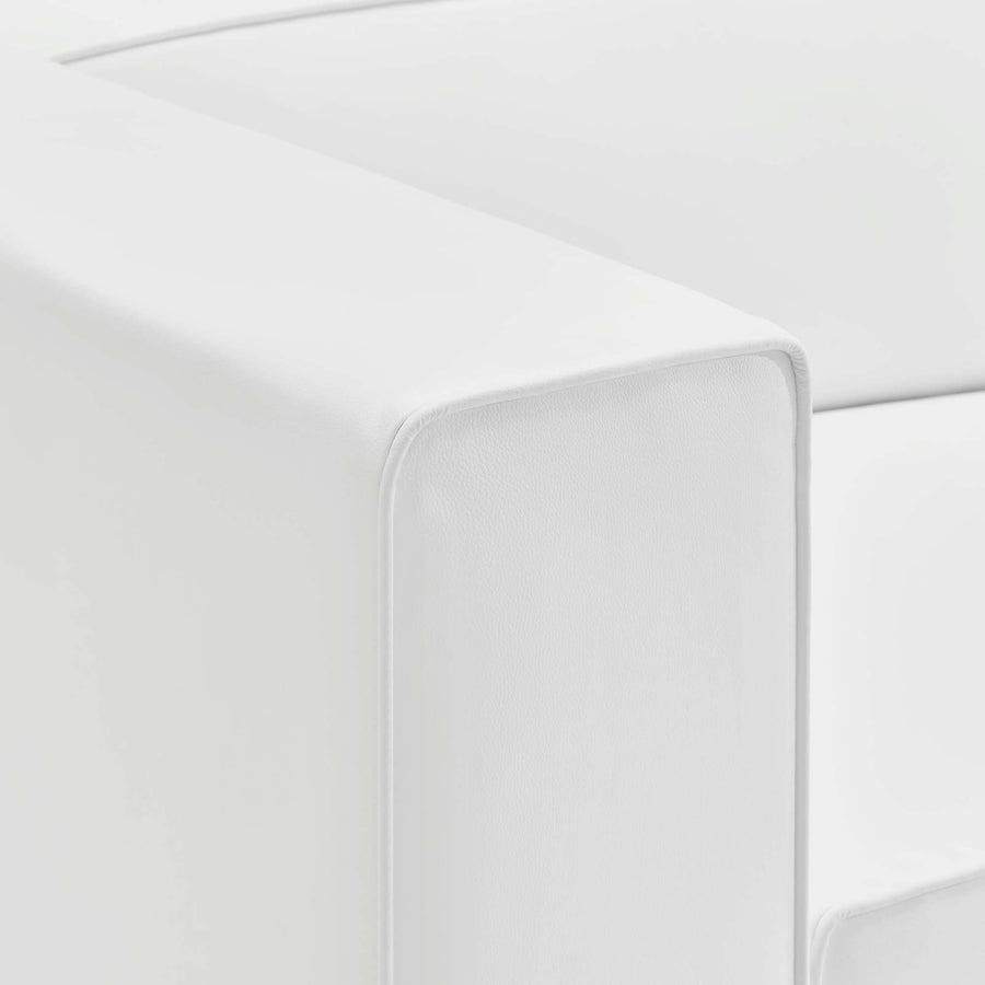 Pike Vegan Leather Right-Arm Chair in White