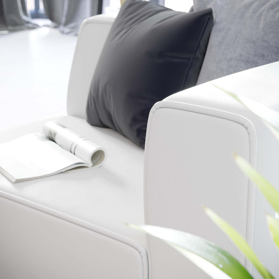 Pike Vegan Leather Right-Arm Chair in White
