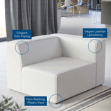 Pike Vegan Leather Right-Arm Chair in White