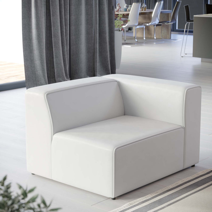 Pike Vegan Leather Right-Arm Chair in White