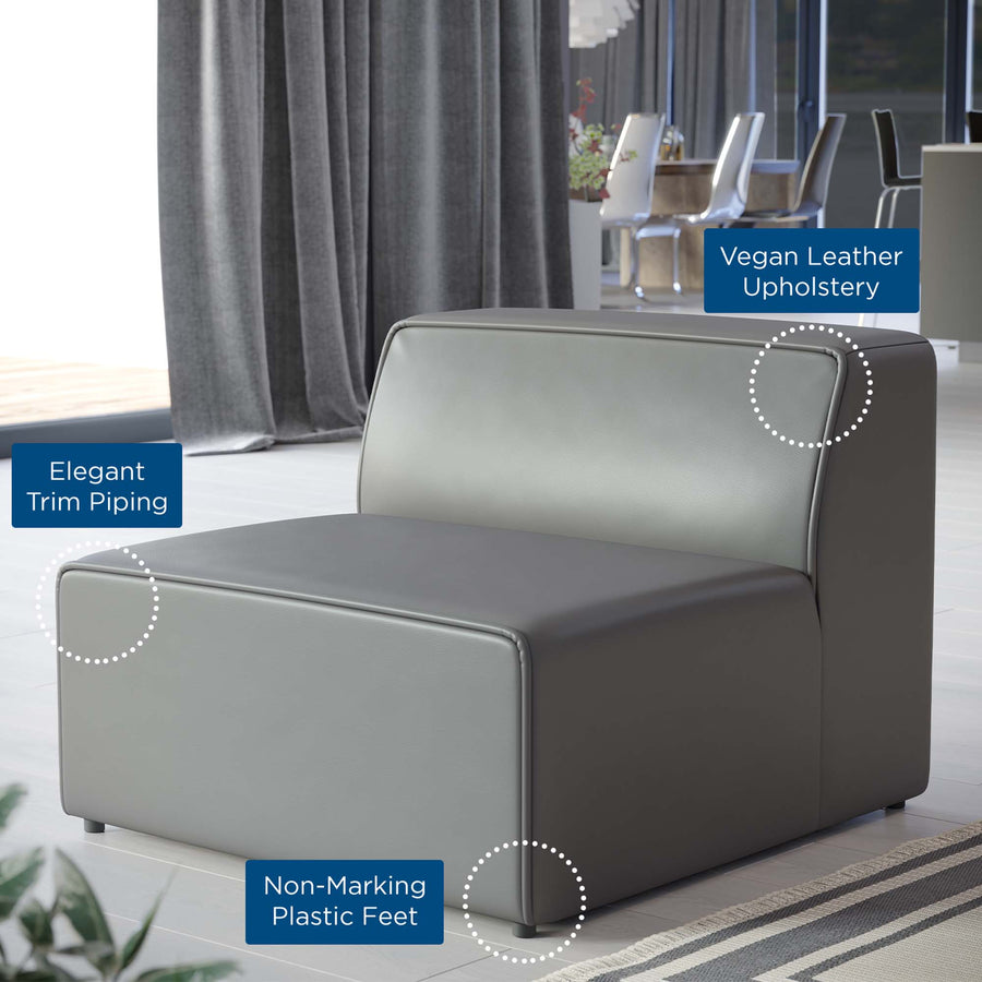 Pike Vegan Leather Armless Chair in Gray