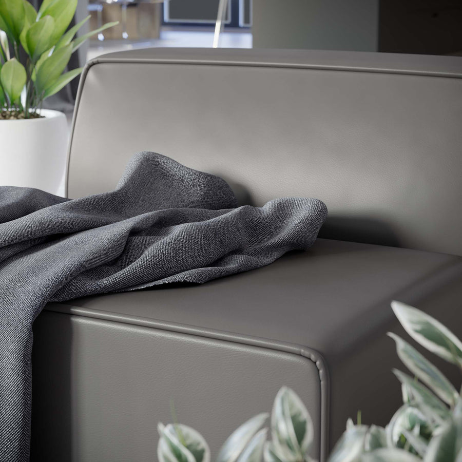 Pike Vegan Leather Armless Chair in Gray