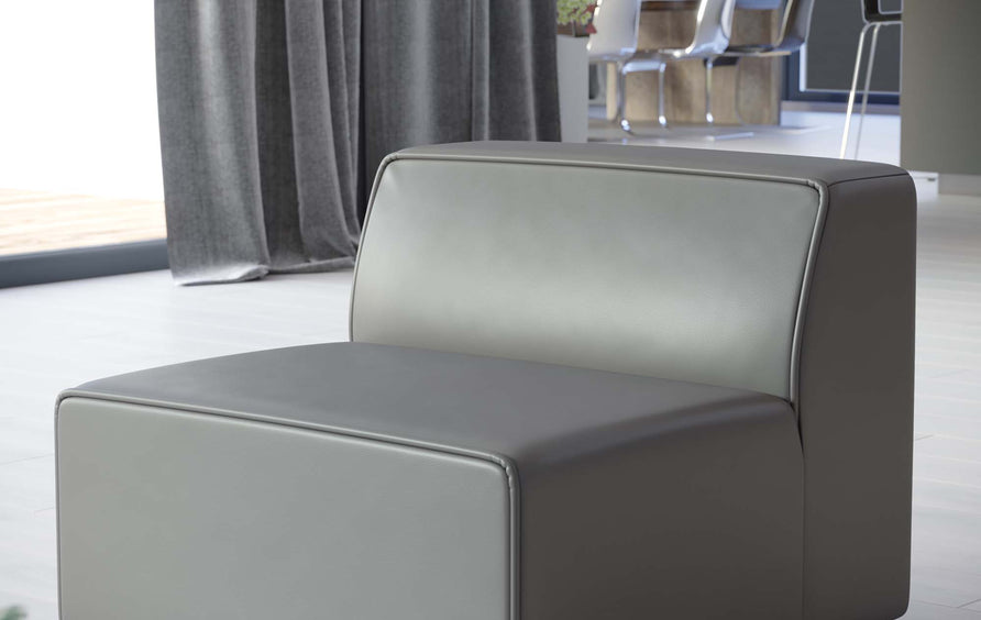 Pike Vegan Leather Armless Chair in Gray