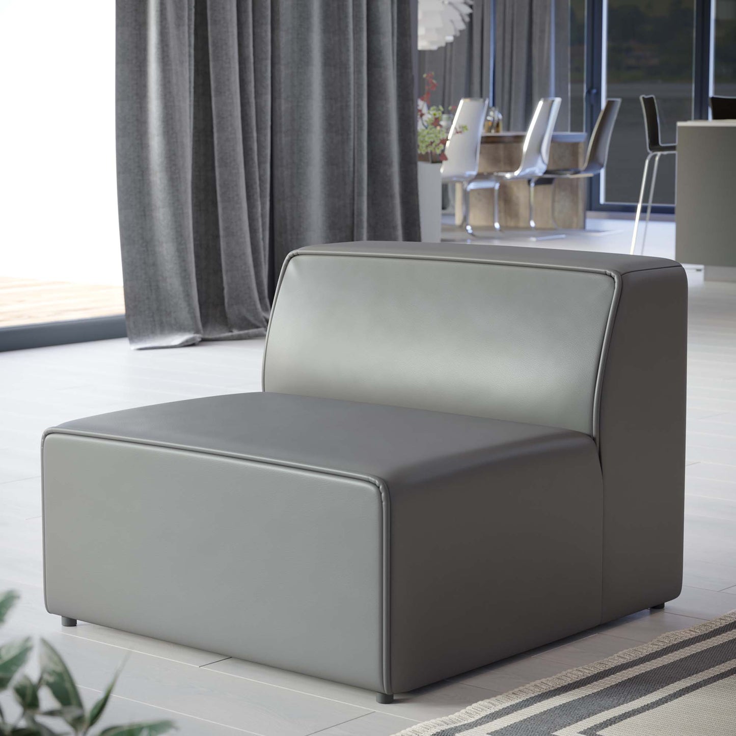 Mingle Vegan Leather Armless Chair by Furniture For America