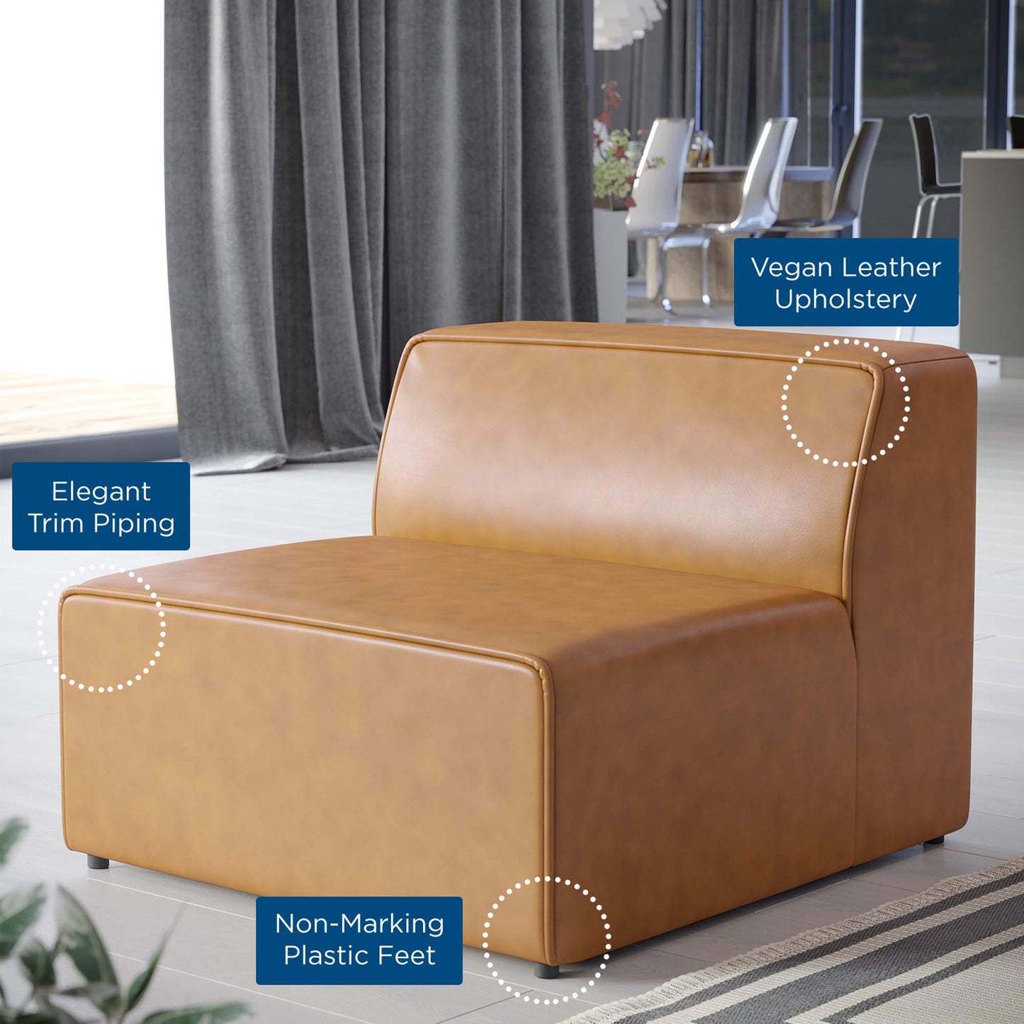 Mingle Vegan Leather Armless Chair by Furniture For America