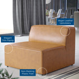 Pike Vegan Leather Armless Chair in Tan