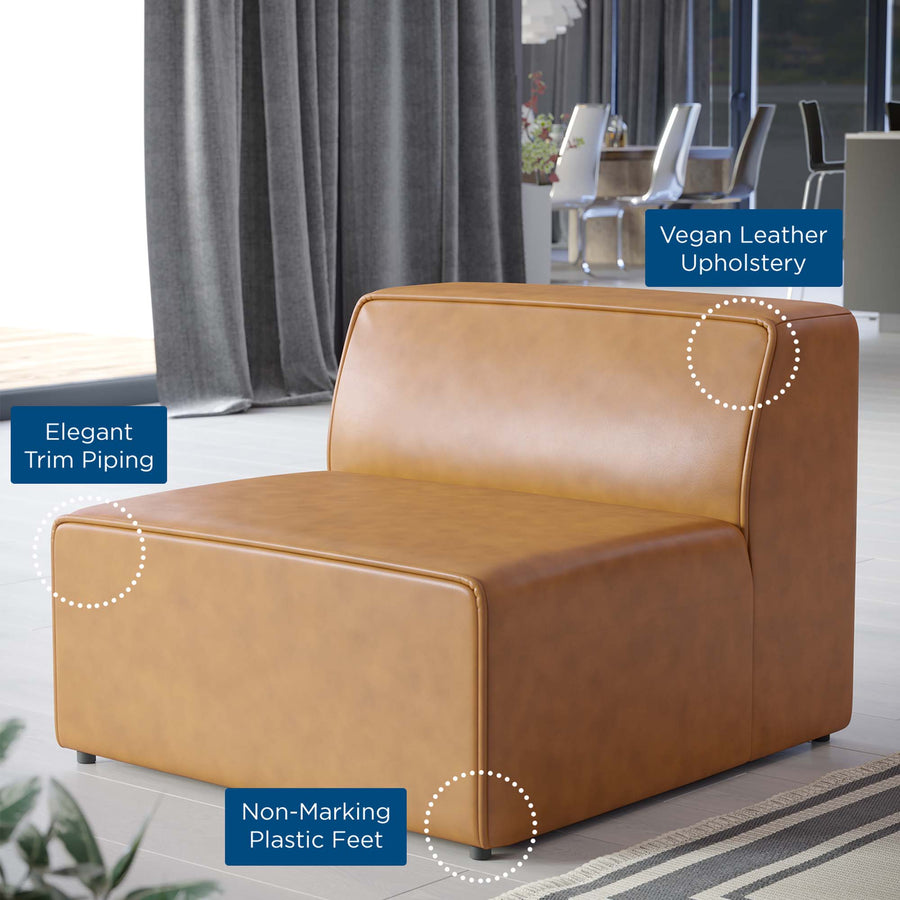 Pike Vegan Leather Armless Chair in Tan