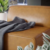 Pike Vegan Leather Armless Chair in Tan