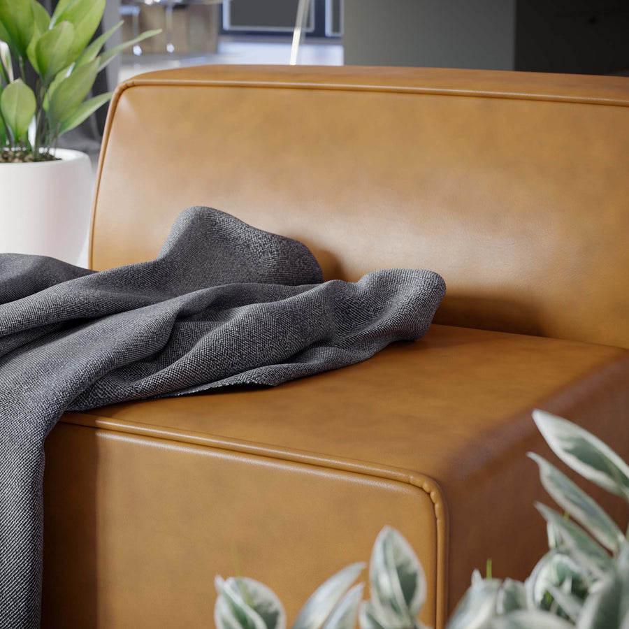Pike Vegan Leather Armless Chair in Tan