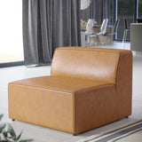 Pike Vegan Leather Armless Chair in Tan