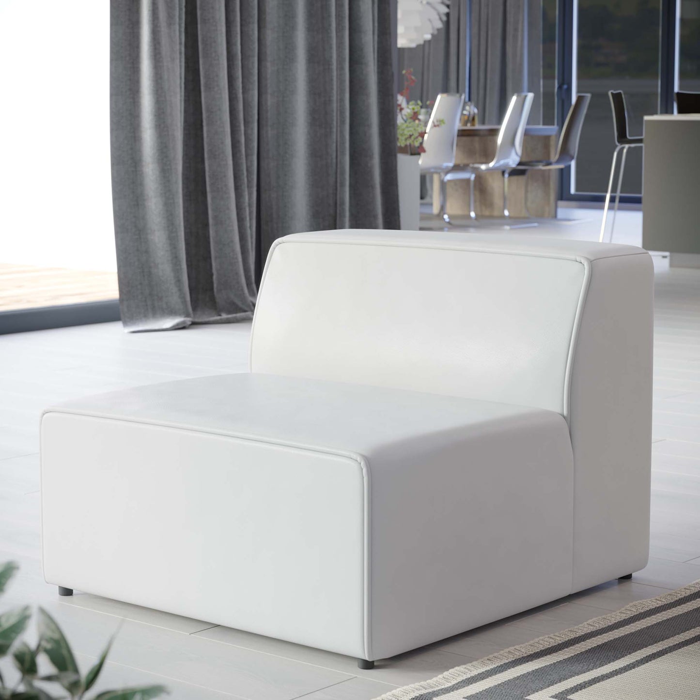 Mingle Vegan Leather Armless Chair by Furniture For America