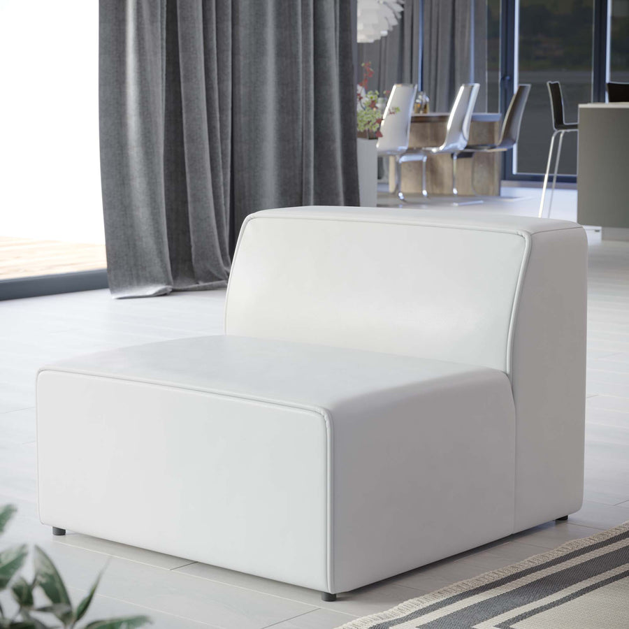 Pike Vegan Leather Armless Chair in White