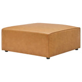 Pike Vegan Leather Ottoman in Tan