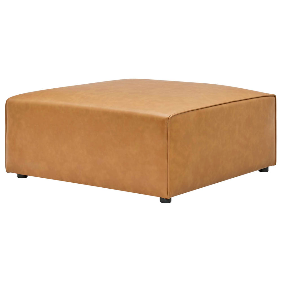 Pike Vegan Leather Ottoman in Tan