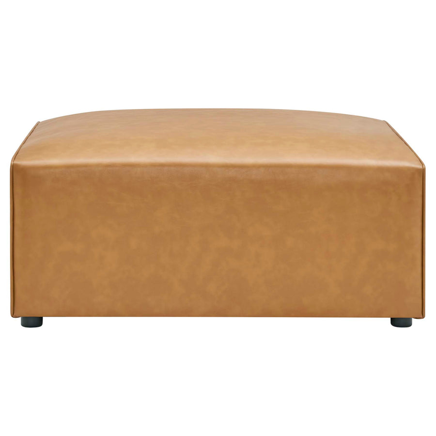 Pike Vegan Leather Ottoman in Tan