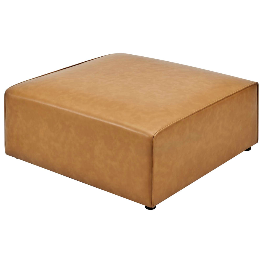 Pike Vegan Leather Ottoman in Tan