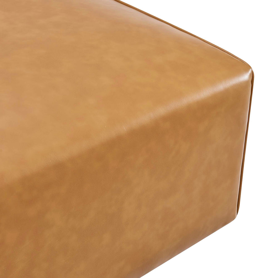 Pike Vegan Leather Ottoman in Tan