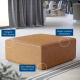 Pike Vegan Leather Ottoman in Tan