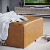 Pike Vegan Leather Ottoman in Tan