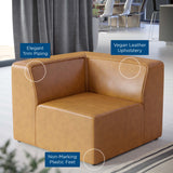 Pike Vegan Leather Corner Chair in Tan