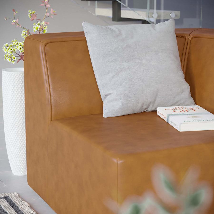 Pike Vegan Leather Corner Chair in Tan