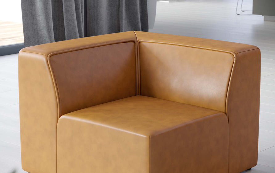 Pike Vegan Leather Corner Chair in Tan