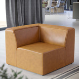 Pike Vegan Leather Corner Chair in Tan