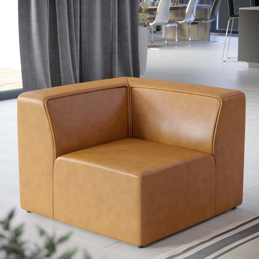 Pike Vegan Leather Corner Chair in Tan