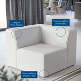 Pike Vegan Leather Corner Chair in White