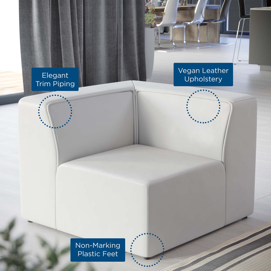 Pike Vegan Leather Corner Chair in White