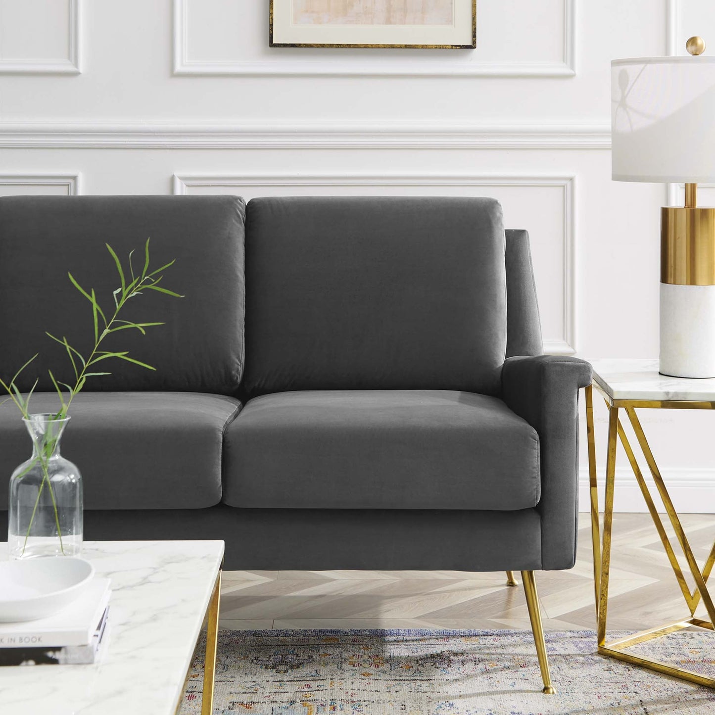 Chesapeake Performance Velvet Sofa by Furniture for America
