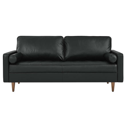 Valour Leather Sofa in Black