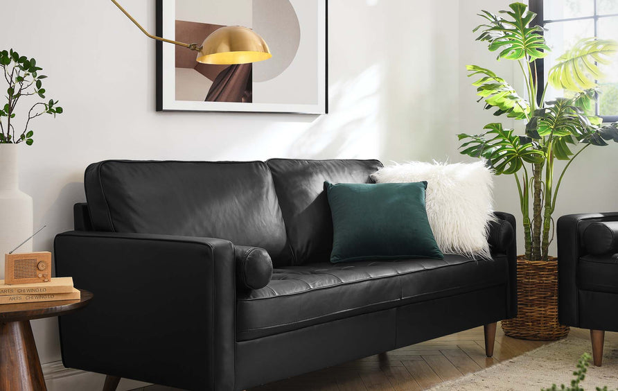 Aragonez Leather Sofa in Black