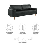 Aragonez 81" Leather Sofa in Black
